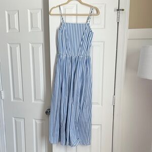 Blue and White Striped Maxi Dress